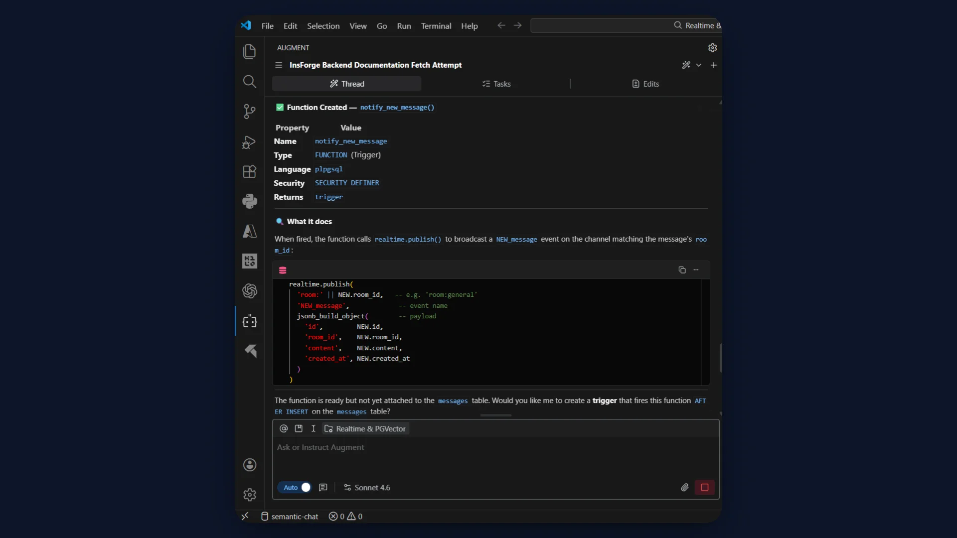 Trigger Function Created