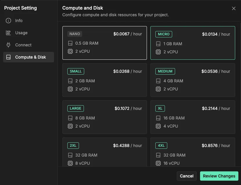 upgrade instance type