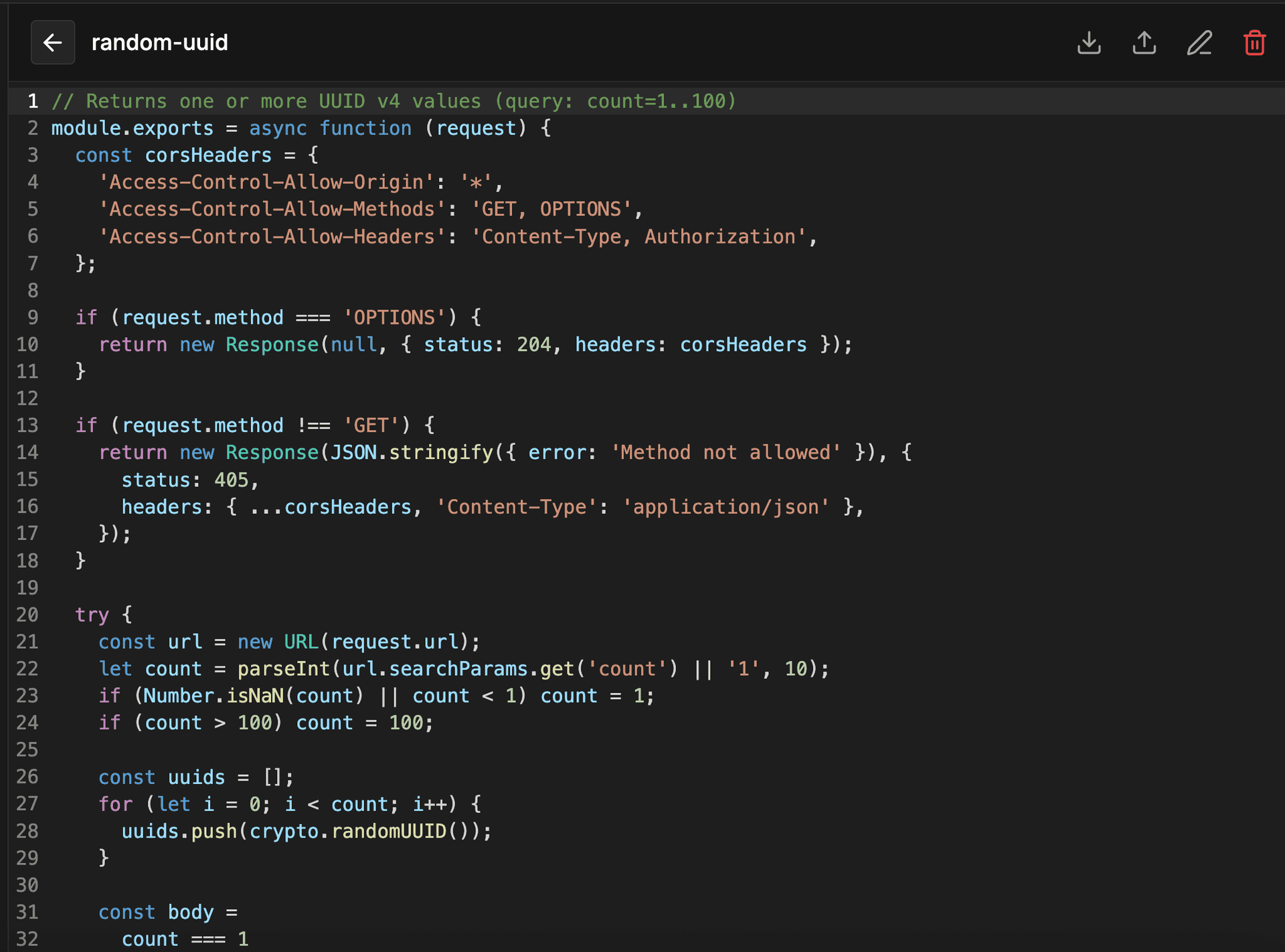 Edge Function Editor